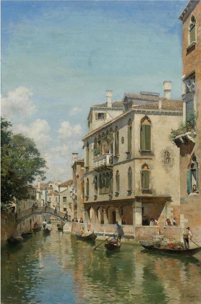 A BUSY DAY ON A VENETIAN CANAL