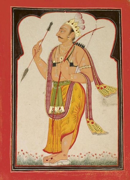 A DEITY WITH A BOW AND ARROW INDIA BILASPUR CIRCA 1700