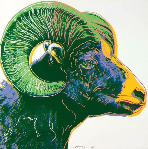 Bighorn Ram from Endangered Species зеленые рога и серый фон