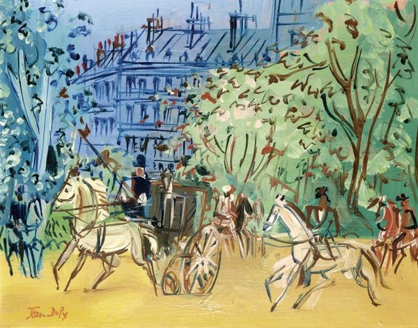 CALECHE ET CAVALIERS