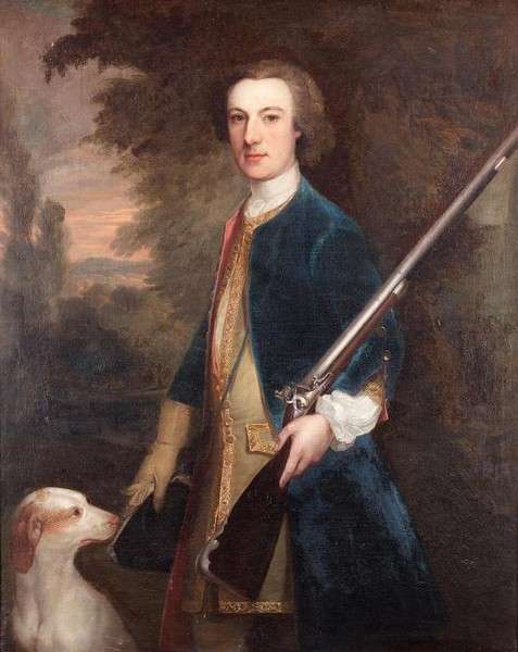 Canterbury Portrait of a gentleman possibly a member of the Waddington f-th a hound at his side