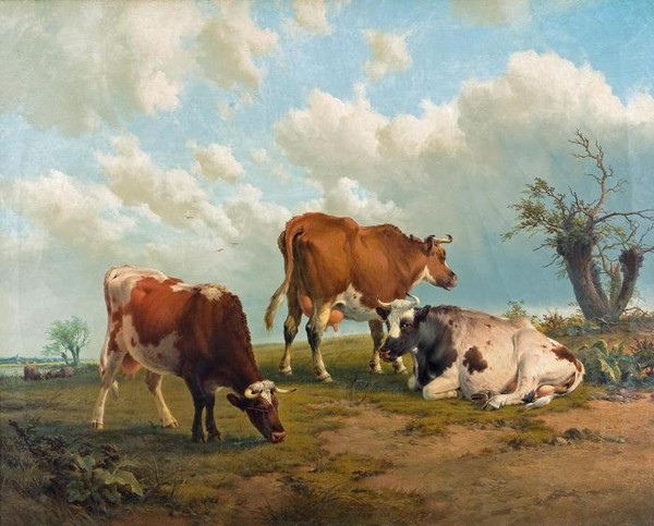 Cattle in a landscape bears