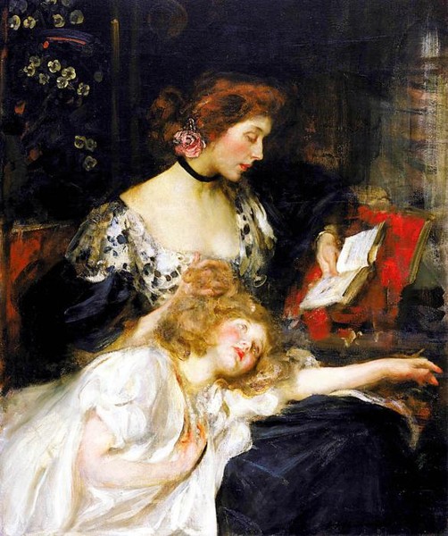 Чтение книги дочери