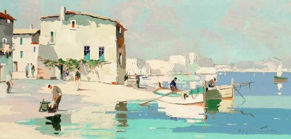 Continental harbour scene