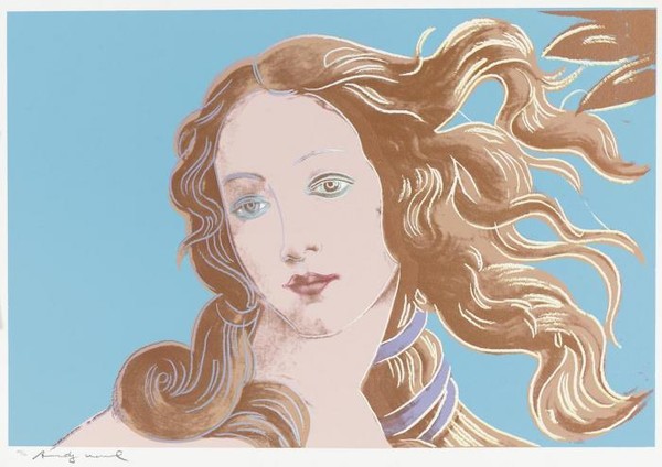 DETAILS OF RENAISSANCE PAINTINGS: BIRTH OF VENUS бежевого цвета на голубом фоне