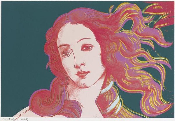 DETAILS OF RENAISSANCE PAINTINGS: BIRTH OF VENUS на изумрудном фоне