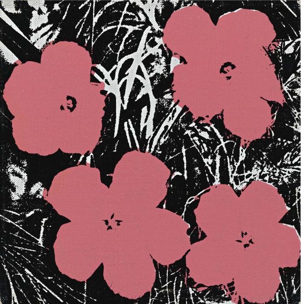 FLOWERS темно розовые на черно белом фоне