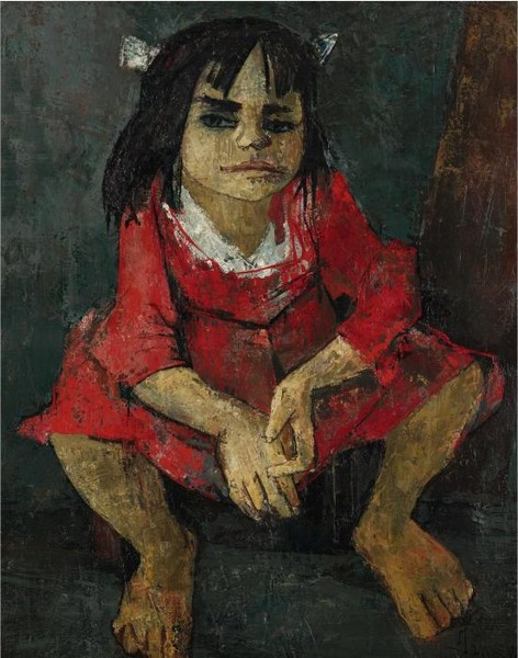 Seated Girl in a Red Dress