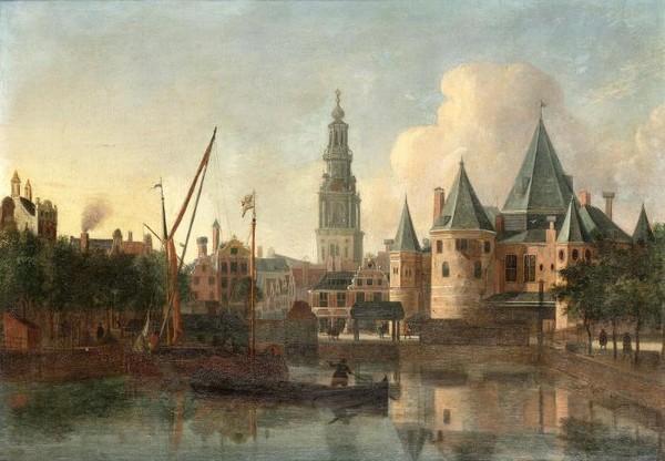 The Nieuwemarkt Amsterdam from the Geldersekade with the to-9 on boat lower centre