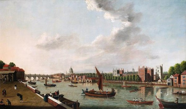 The Thames at Lambeth Palace with St Paul 39 s Cathedral and Westminster bridge beyond London