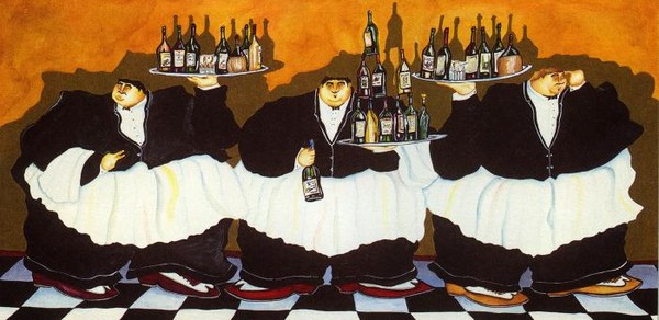 Три повара с подносами