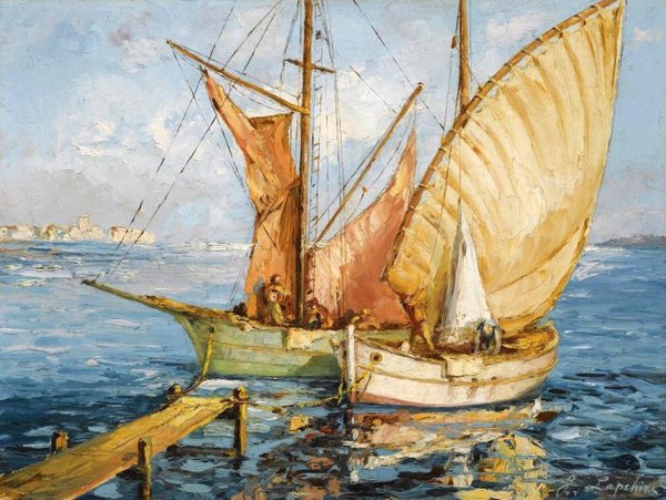 TWO SHIPS BY THE QUAY