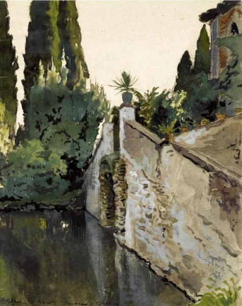 VIEW OF A COURTYARD, ITALY; ENTRANCE TO A HOUSE, LAKE LUGANO