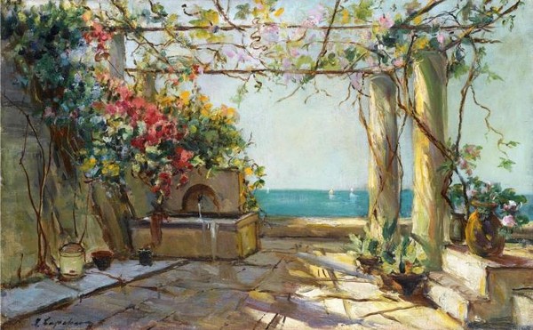 VIEW OF A GARDEN IN THE SOUTH OF FRANCE