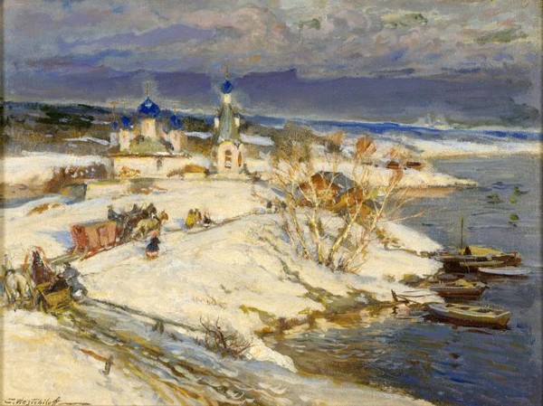 Зимняя сцена на Волге