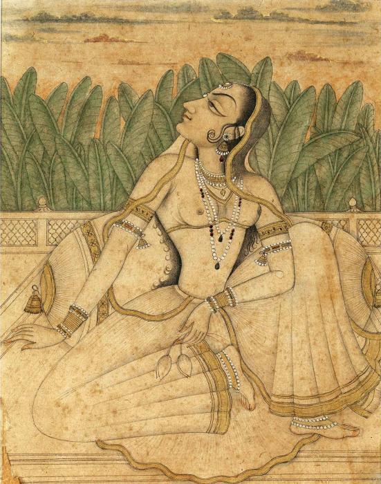 A WOMAN SEATED ON A BALCONY-India Kishangarh 1760