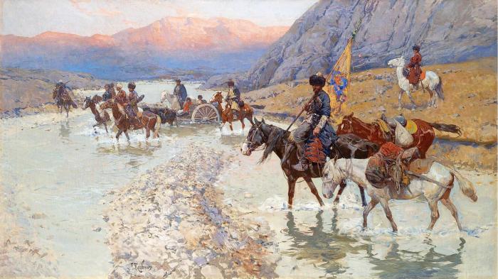 COSSACKS CROSSING THE RIVER