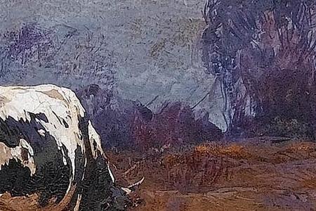 Фрагмент A cow grazing