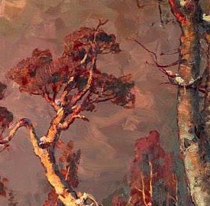 Фрагмент A forest settlement on Lake Peipus in winter