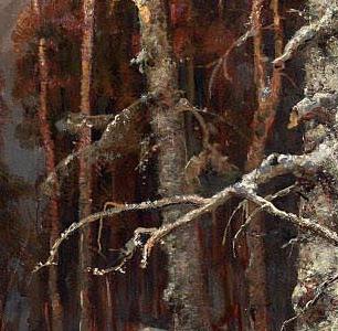 Фрагмент A forest settlement on Lake Peipus in winter