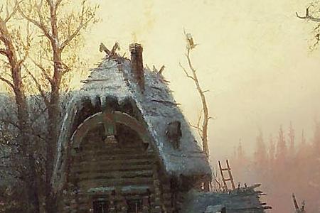 Фрагмент A Russian village in winter