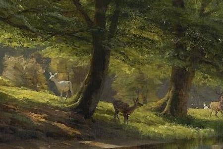 Фрагмент A STREAM THROUGH THE GLEN, DEER IN THE DISTANCE