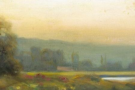 Фрагмент A tranquil river landscape