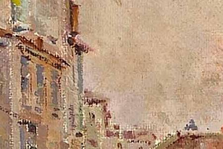 Фрагмент A Venetian canal scene with gondolas in the foreground