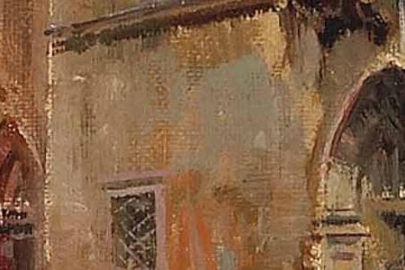 Фрагмент A Venetian canal scene with gondolas in the foreground