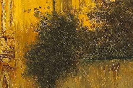 Фрагмент A  view of a Venetian canal with gondolas