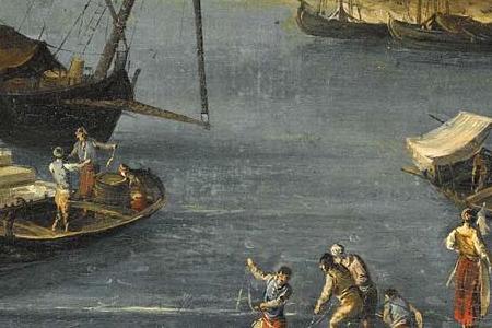 Фрагмент AN ARCHITECTURAL CAPRICCIO OF THE VENETIAN LAGOON WITH WASHERWO