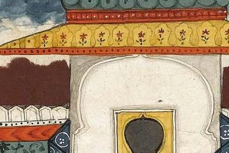 Фрагмент AN ILLUSTRATION FROM A RAGAMALA SERIES GUNAMALHARI RAGINI DAUGHTER-IN-LAW OF MEGHA