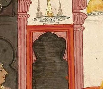 Фрагмент AN ILLUSTRATION FROM A RAGAMALA SERIES RAGA KEDARA SON OF MEGHA INDIA BILASPUR