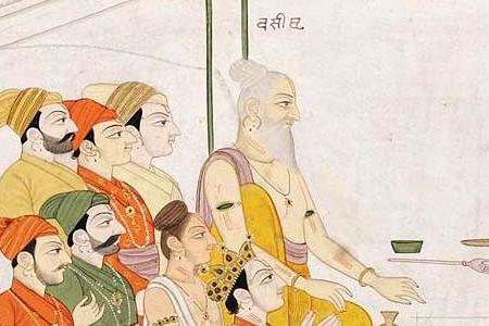 Фрагмент AN ILLUSTRATION FROM THE RAMAYANA RAMA WITH SAGE VASHISHTHA-India Kangra or Guler
