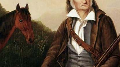 Фрагмент Автопоррет с собакой на охоте