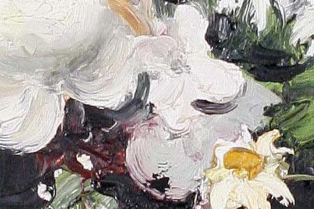 Фрагмент Белые цветы в вазе