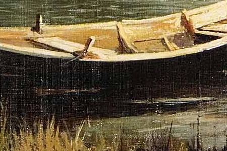 Фрагмент Берег реки. Лодка. 1881.