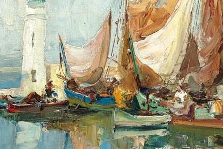 Фрагмент BOATS IN A HARBOUR