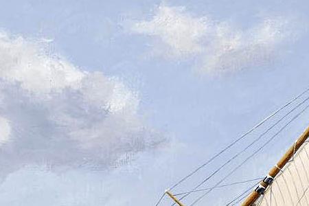 Фрагмент Britannia and Westward Racing off Cowes; Vigilant and Valkyrie II Americas Cup (2) 1893