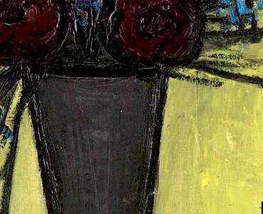 Фрагмент Букет цыетов на желтом фоне