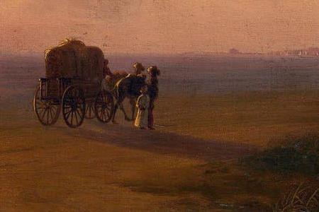 Фрагмент Camel-Cart at Sunset in a Coastal Landscape