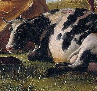 Фрагмент Cattle resting in a meadow-2