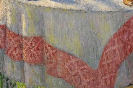 Фрагмент Чаепитие в цветущем яблониевом саду