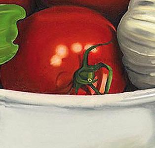 Фрагмент Чашка с помидорами и чесноком