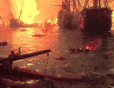 Фрагмент Чесменский бой 25-26 июня 1770 года