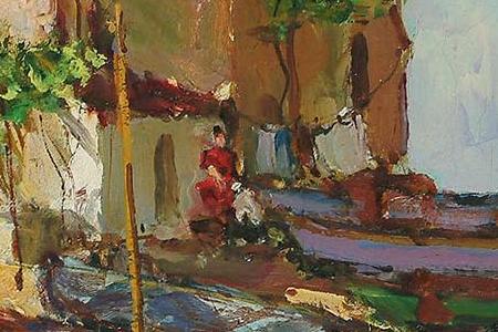 Фрагмент Continental harbour scene