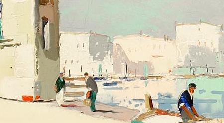 Фрагмент Continental harbour scene