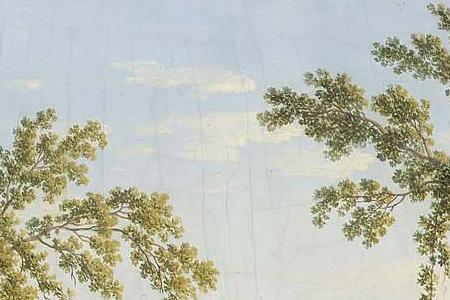 Фрагмент Country folk resting beneath vines in the hills