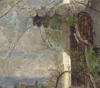 Фрагмент Дама кормит лебедей