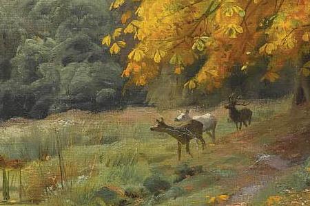 Фрагмент DEER IN AN AUTUMN LANDSCAPE